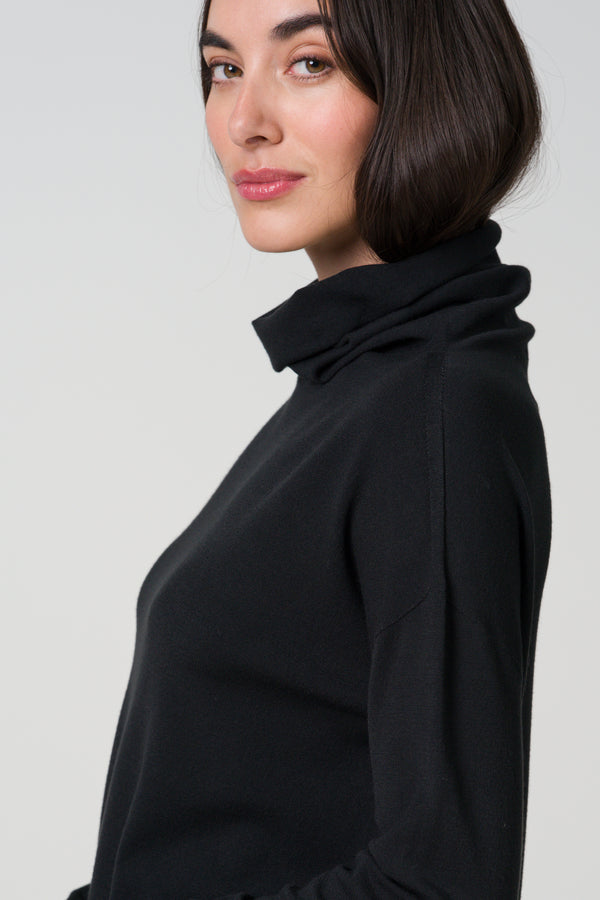 Kaia Roll Neck | Black | Fine Knit