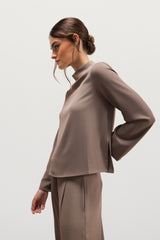 Lana High Neck Top | Taupe
