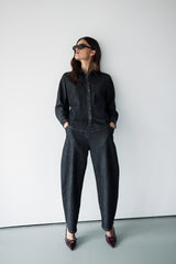 Aspen Barrel-Leg Elastic Waist Jeans | Dark Denim