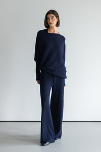 Asymmetric Draped | Navy | Seamless Knit