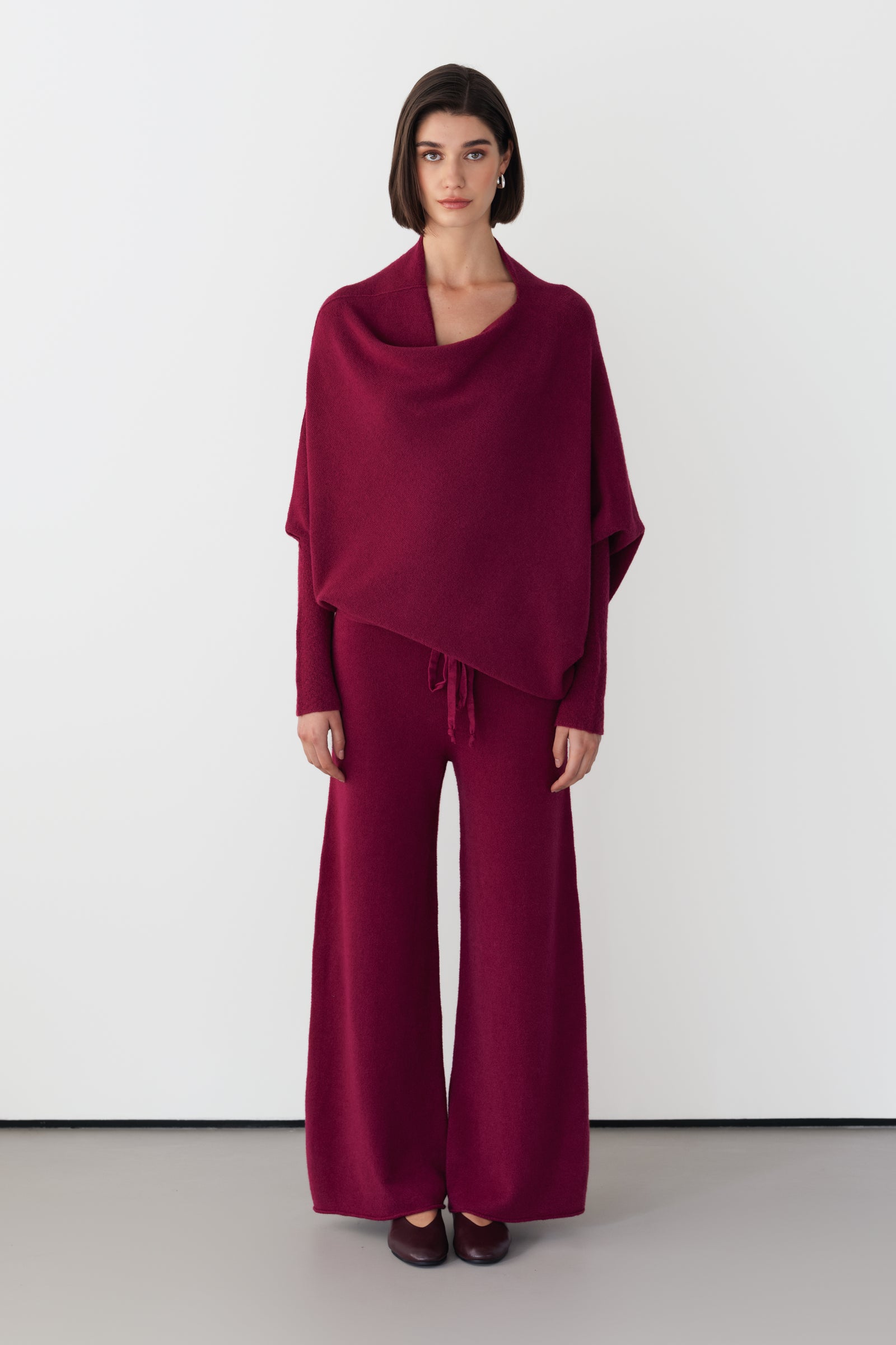 Asymmetric Draped | Burgundy | Seamless Knit – JAKI