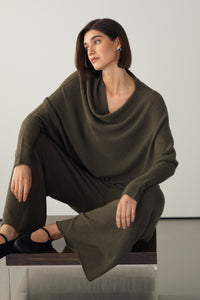 Asymmetric Draped | Khaki | Seamless Knit