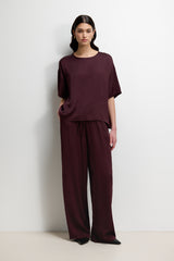 Corin Elastic Waist Satin Trousers | Amethyst Plum