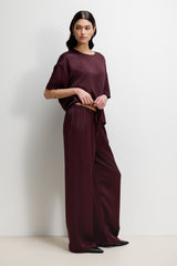 Corin Elastic Waist Satin Trousers | Amethyst Plum