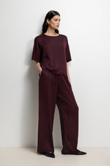 Corin Elastic Waist Satin Trousers | Amethyst Plum