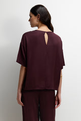 Mila Back Slit Satin Top | Amethyst Plum