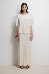 Camilla Bias Satin Skirt | Ivory