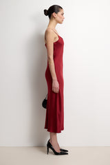Vionne Strappy Satin Dress | Carmine