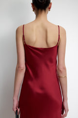 Vionne Strappy Satin Dress | Carmine