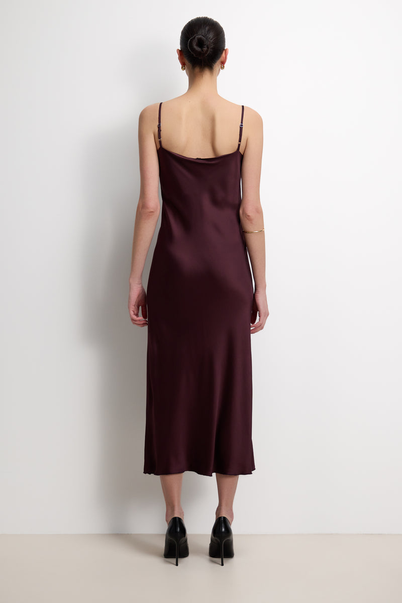Vionne Strappy Satin Dress | Amethyst Plum