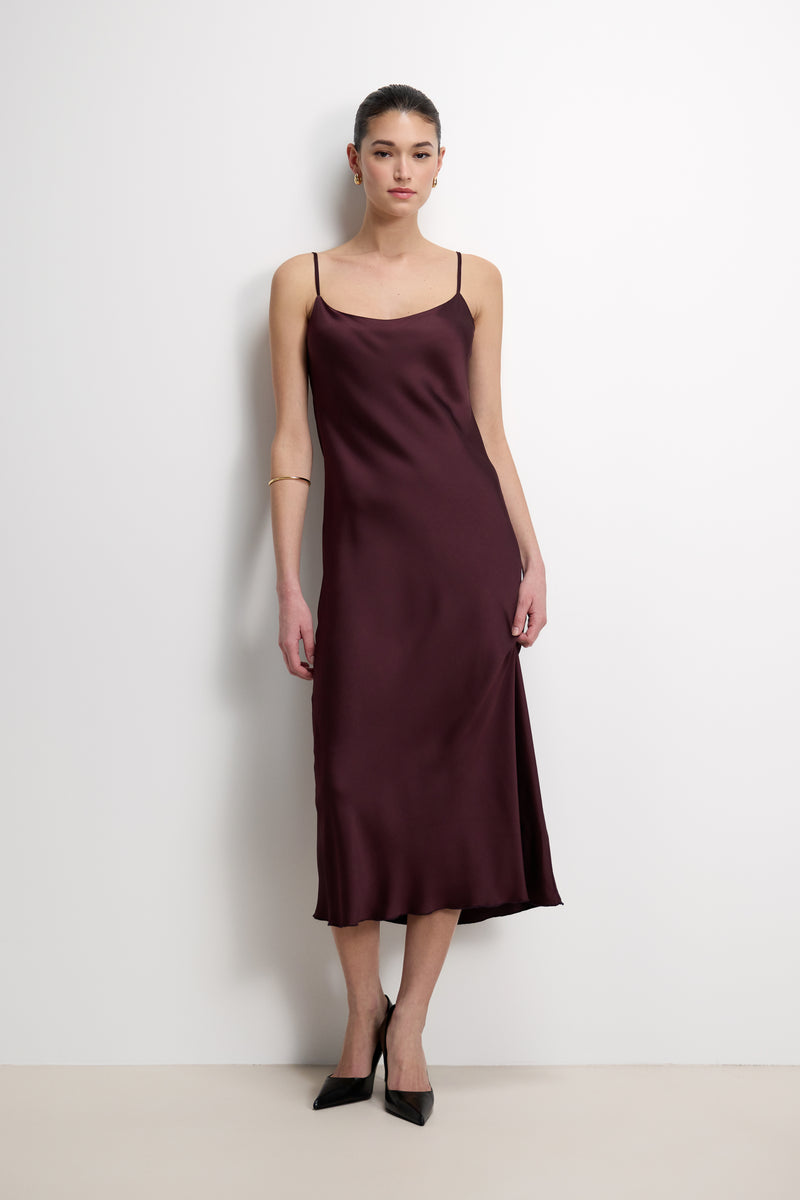 Vionne Strappy Satin Dress | Amethyst Plum