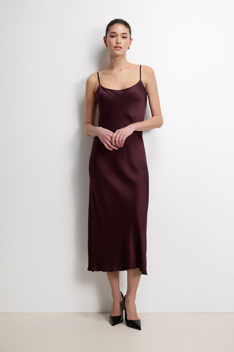 Vionne Strappy Satin Dress | Amethyst Plum JAKI Vionne Strappy Satin Dress | Amethyst Plum JAKI