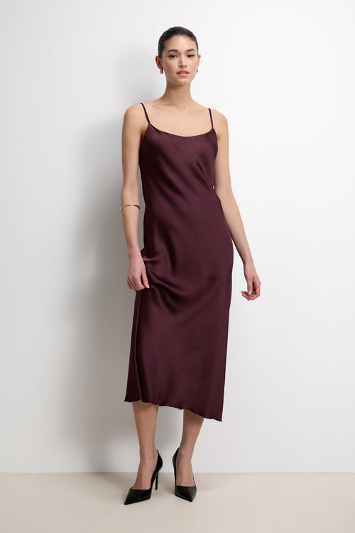 Genet Elastic Waist Bias Satin Trousers | Amethyst Plum