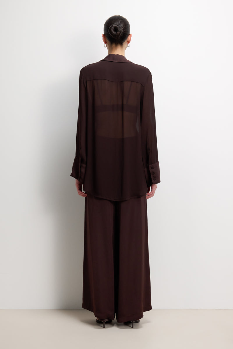 Francesca Sheer Shirt | Espresso Brown Moire