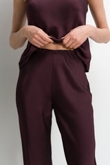 Genet Elastic Waist Bias Satin Trousers | Amethyst Plum