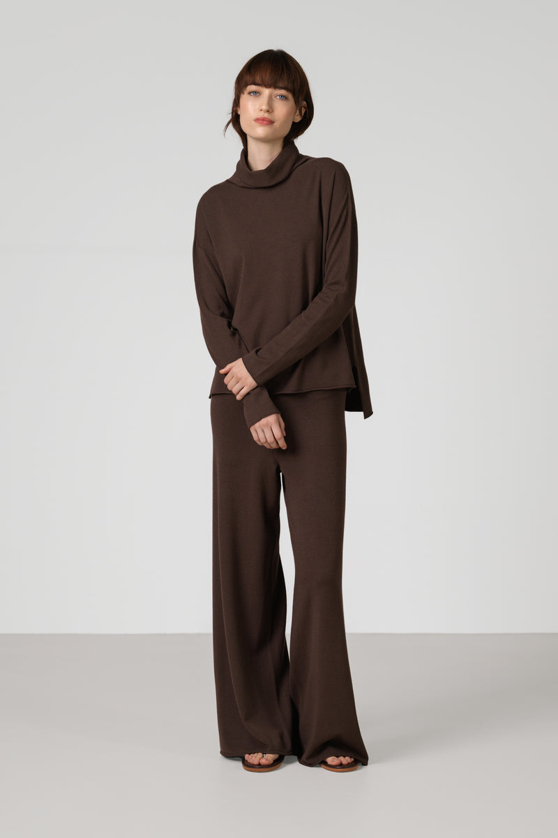 Kaia Roll Neck | Chocolate Brown | Fine Knit