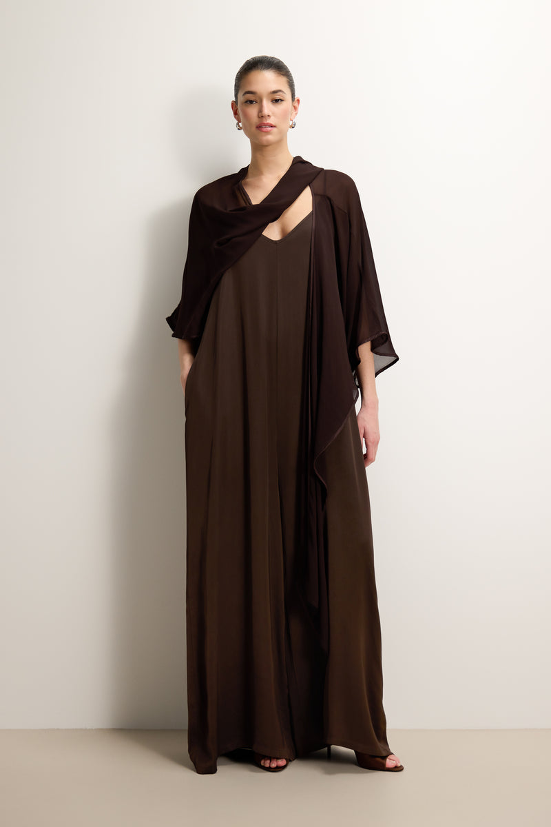 Brienne Lightweight Cape | Espresso Brown