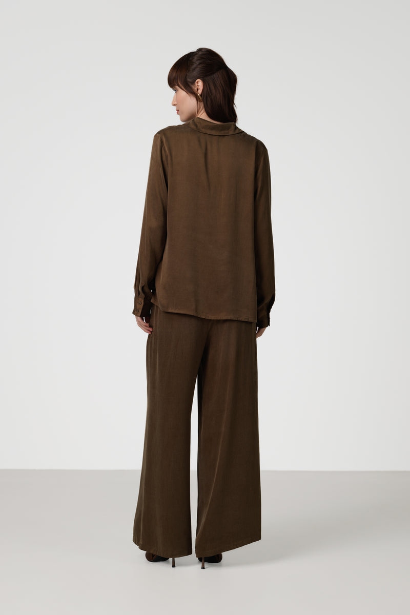 Tabitha Cupro Shirt | Chestnut Brown