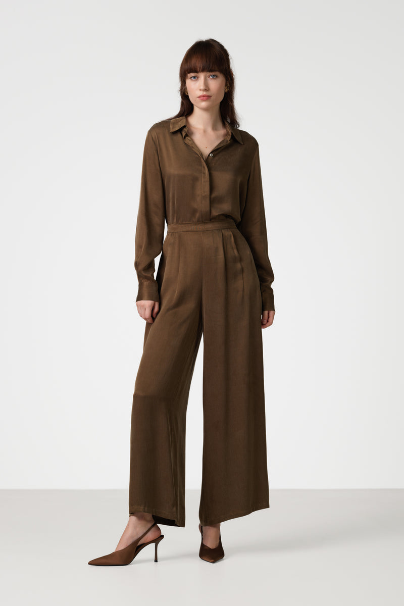 Grace Cupro Trousers | Chestnut Brown
