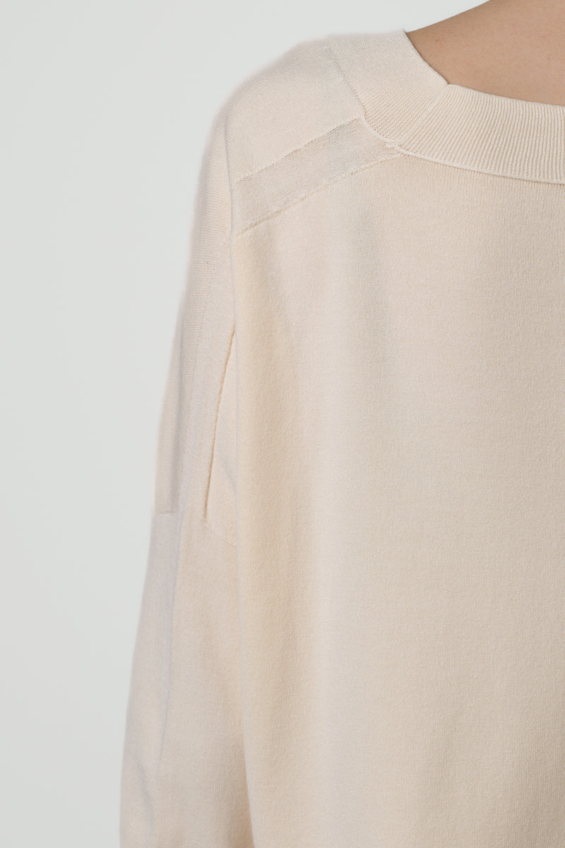 Layla V Neck Sweater | Cream | Fine Knit