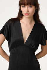 Cressida V Neck Cupro Dress | Black
