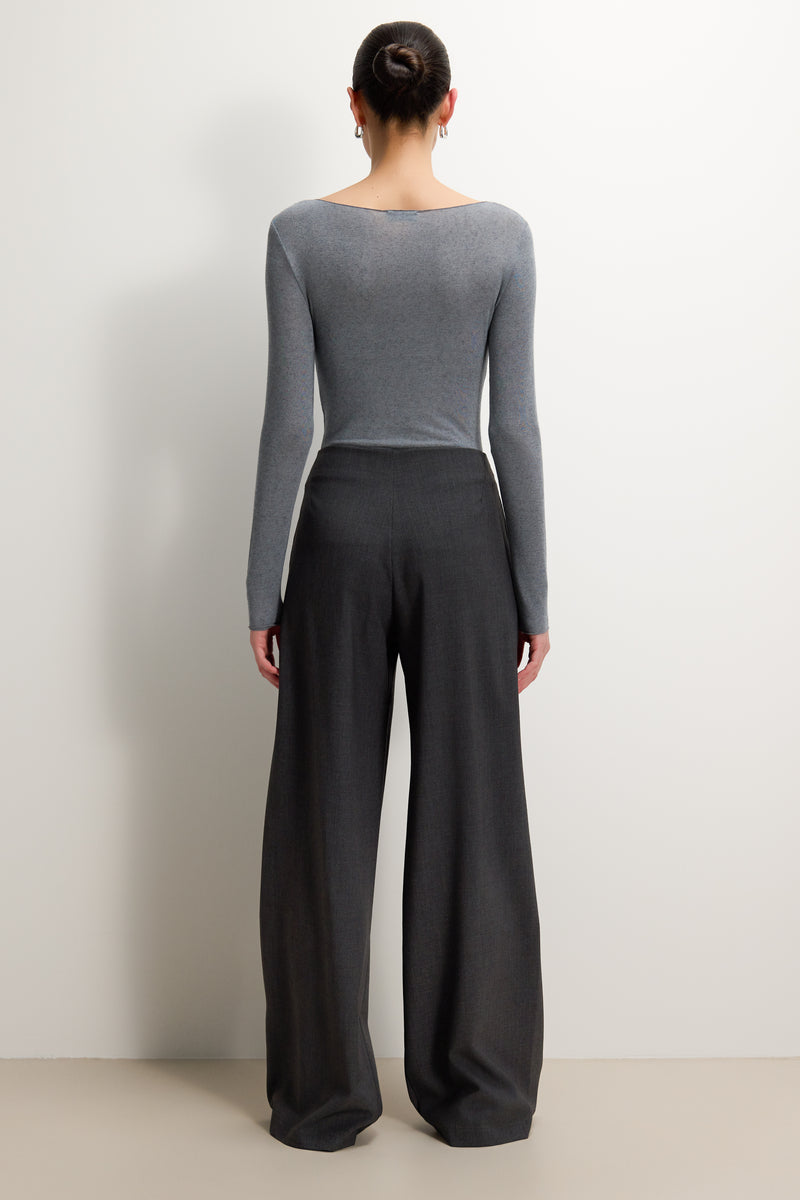 Mae Featherweight Boatneck Top | Grey Melange | Modal-Cashmere