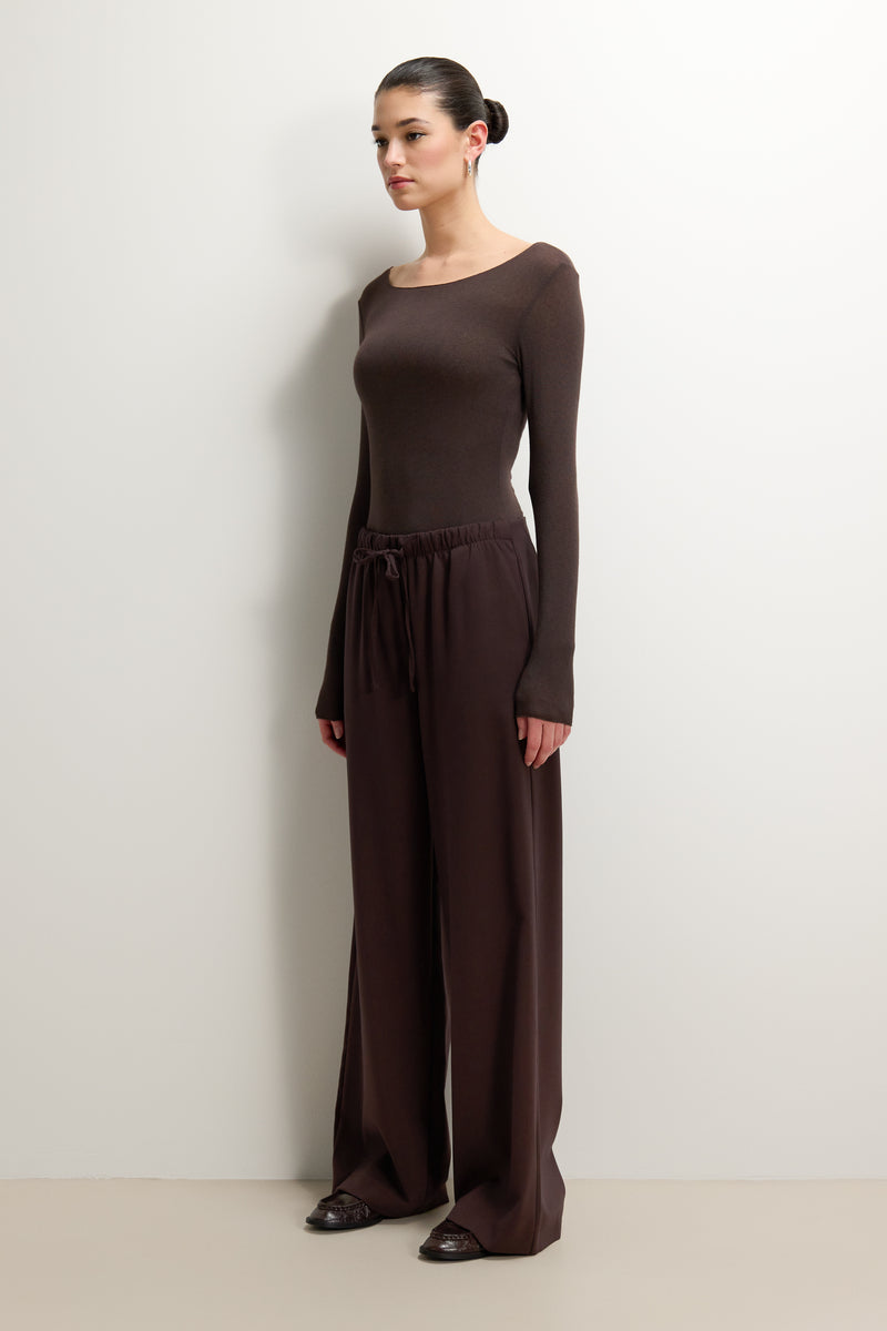 Mae Featherweight Boatneck Top | Espresso Brown | Modal-Cashmere