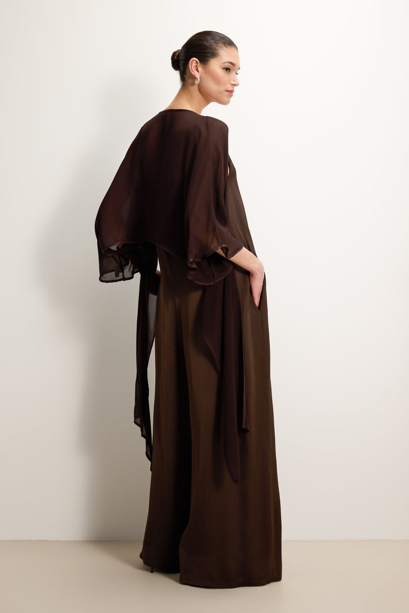 Brienne Lightweight Cape | Espresso Brown