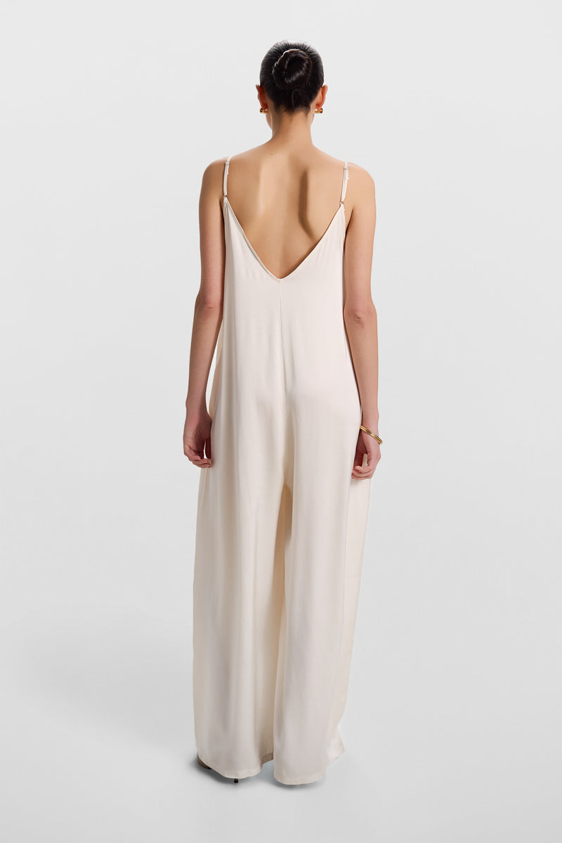 Audrey Satin Jumpsuit | Ivory