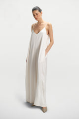 Audrey Satin Jumpsuit | Ivory