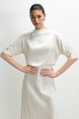 Genevieve Back Tie Satin Top | Ivory