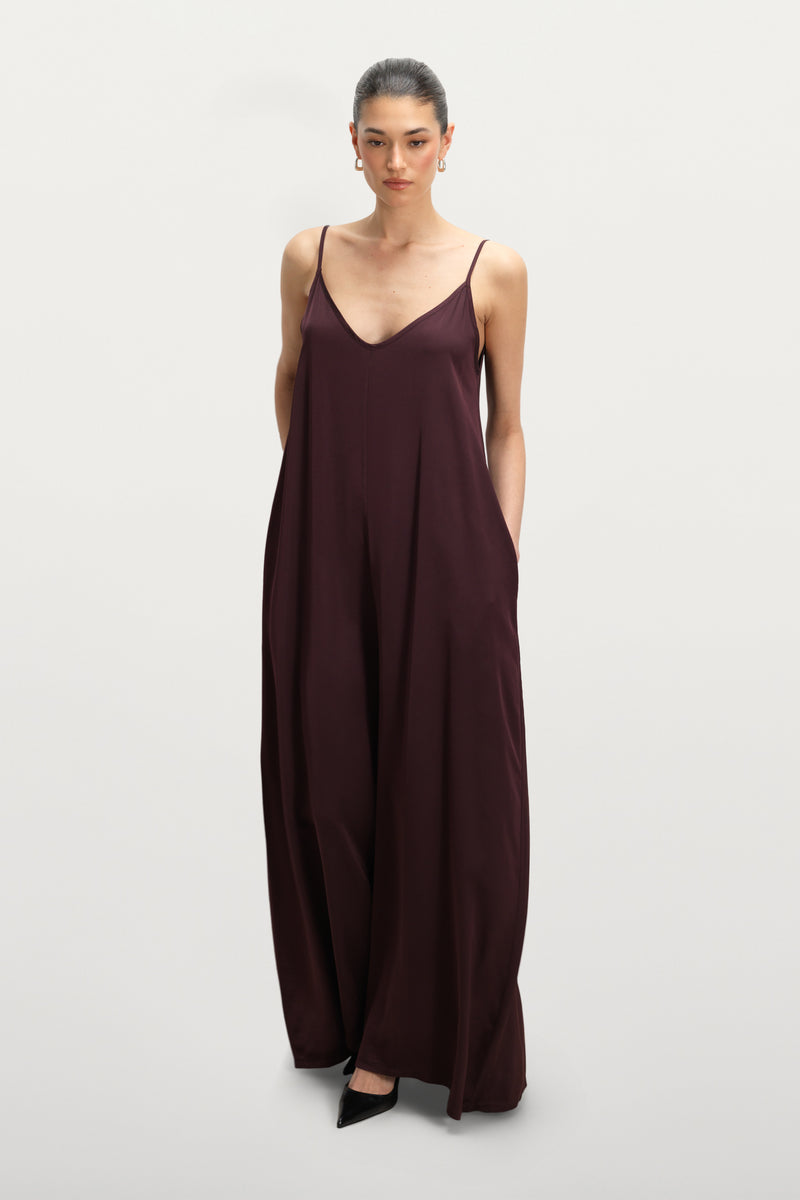 Audrey Satin Jumpsuit | Amethyst Plum