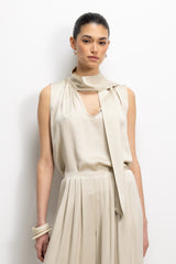 Lyanne Bow Neck Tie Satin Blouse | Honey