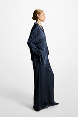 Claudia Elastic Waist Satin Trousers | Ink