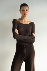 Mae Featherweight Boatneck Top | Espresso Brown | Modal-Cashmere