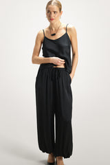 Belle Balloon Satin Trousers | Black