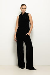 Piper Velvet Draped Sleeveless Top | Black