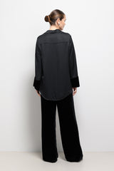 Caroline Velvet Cuff Shirt | Black