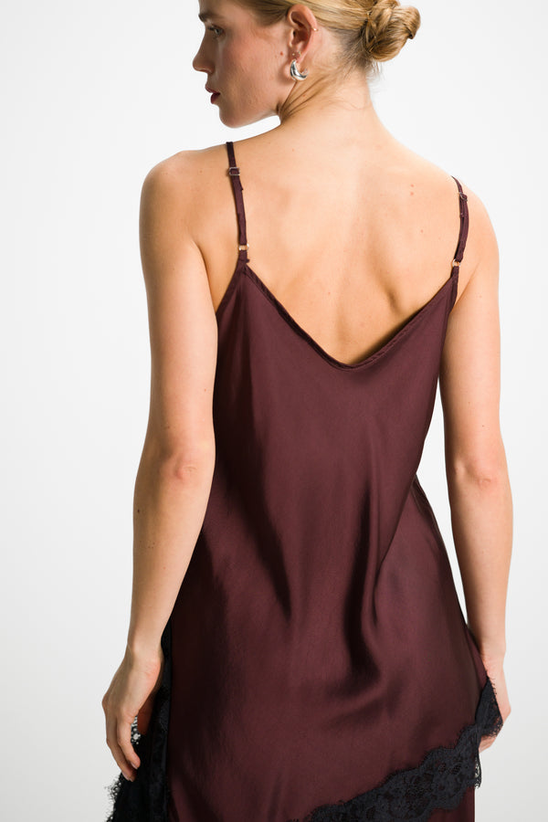 Sofia Asymmetric Lace Satin Vest | Amethyst Plum