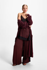 Sofia Lace Satin Trousers | Amethyst Plum