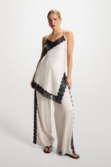 Sofia Lace Satin Trousers | Ivory