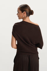 Vivienne Asymmetric Knit | Espresso Brown
