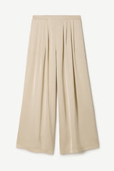 Arden Pleated Elastic Waist Satin Trousers | Honey