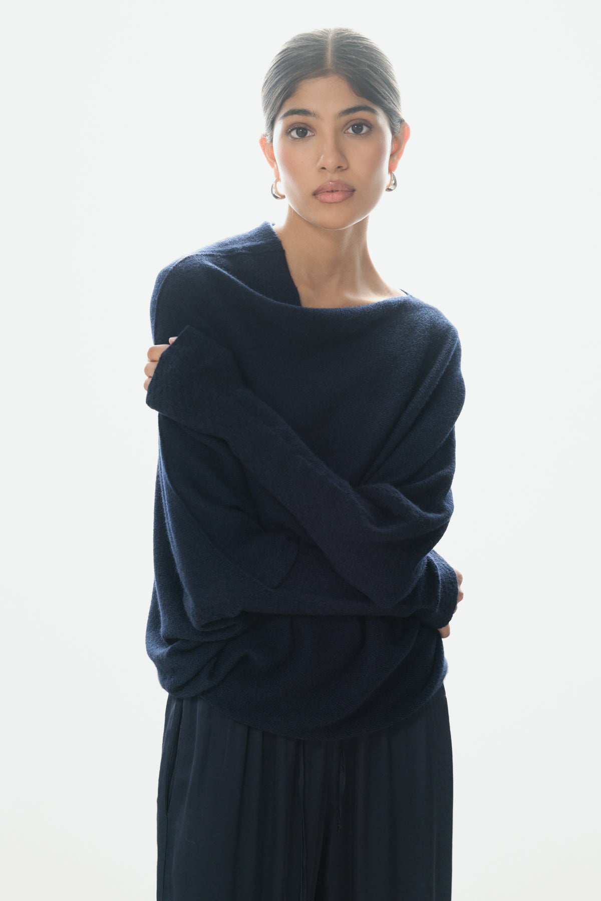 Asymmetric Draped | Navy | Seamless Knit – JAKI