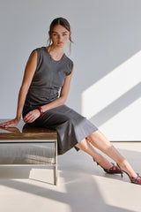 Neve Ruched Dress | Dark Grey Melange