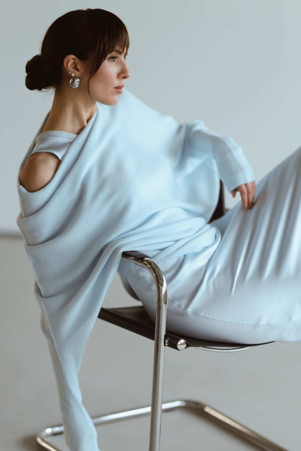 Asymmetric Draped | Glacier | Seamless Knit – JAKI