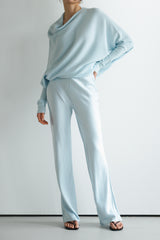 Genet Elastic Waist Bias Satin Trousers | Glacier