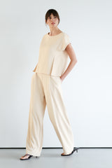 Blanchett Button Top | Almond Beige