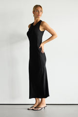 Sabrina Sleeveless Satin Dress | Black