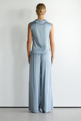 Cole Satin Trousers | Dusty Blue